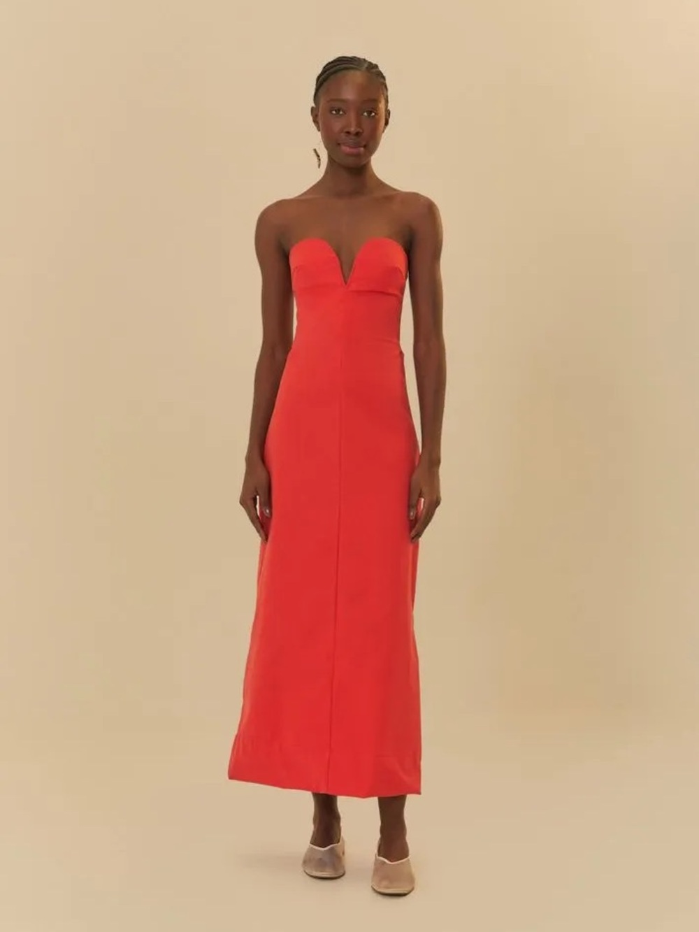 FARM Rio Strapless Red Maxi Dress with Sweetheart Bodice